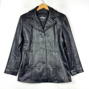 Vintage Maxima Wilsons Women's Small Black Leather Coat Motorcycle Y2K 90s Moto